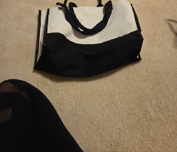 Black and White Tote Bag with Inspirational Text - Picture 3 of 4